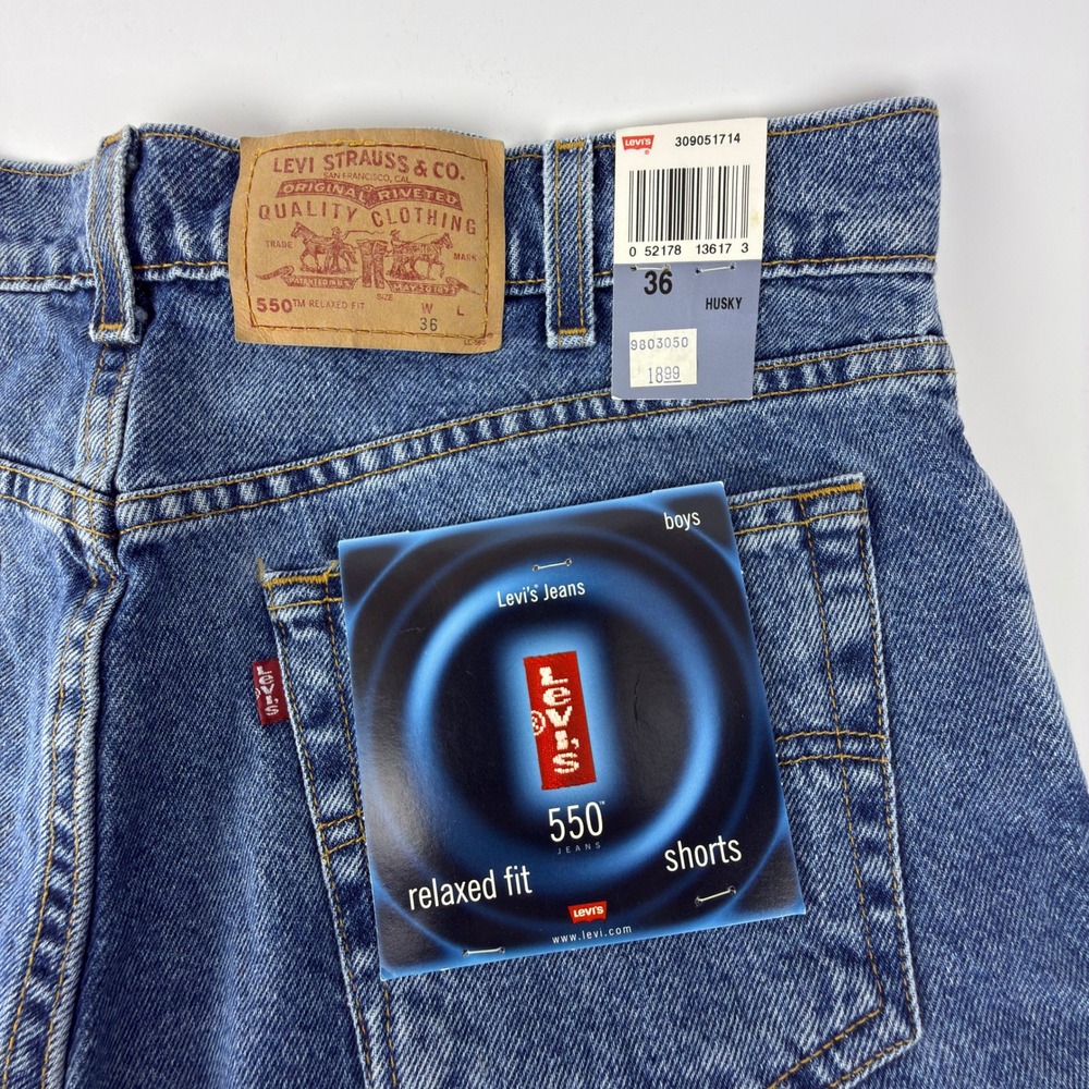 Levis 550 Relaxed Fit Denim Shorts Boys 36 Husky Blue Jean 5122A 20 NWT